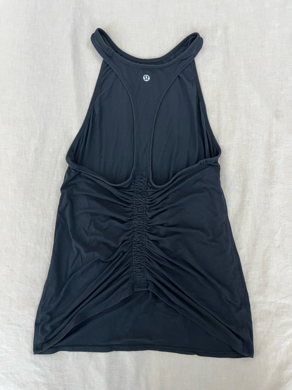 Lululemon Black Racerback Tank with Ruched Detail - Size 4